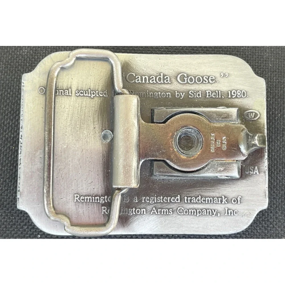 Vintage 1980 Remington Sid Bell Canada Goose Belt Buckle First In The Field USA